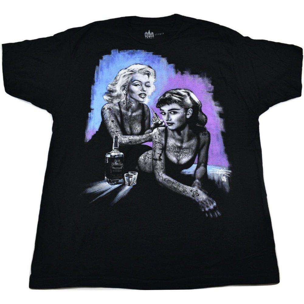 Get Down Art Mens Marilyn Monroe Tattooing Audrey Hepburn Shirt New